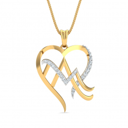 Buy AM initials Heart Pendant Online in India at Best Price - KuberBox
